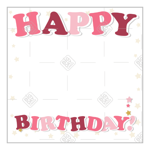Happy Birthday pink stars frame - square