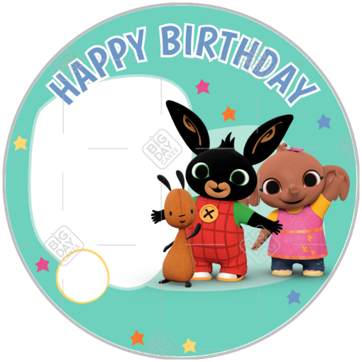 Bing and friends Happy Birthday frame - round