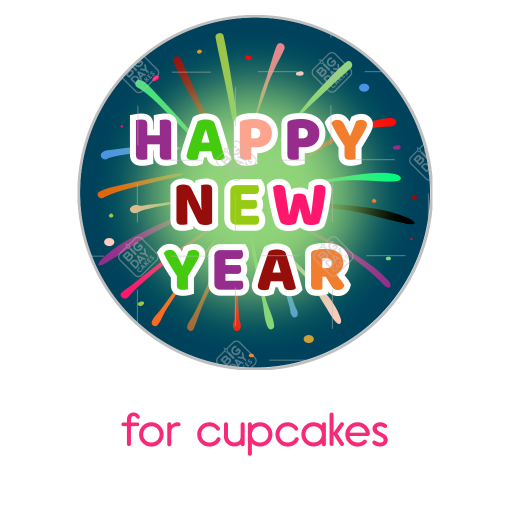 Happy New Year dark background topper - cupcakes