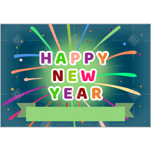 Happy New Year with ribbon topper - landscape