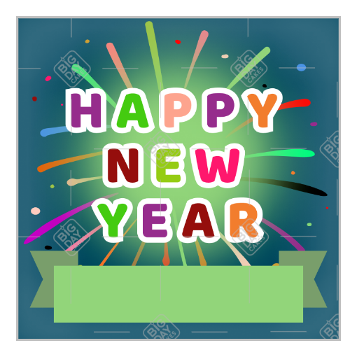 Happy New Year with ribbon topper - square