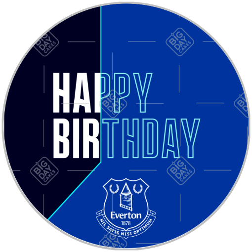 Everton Happy Birthday cake topper - round