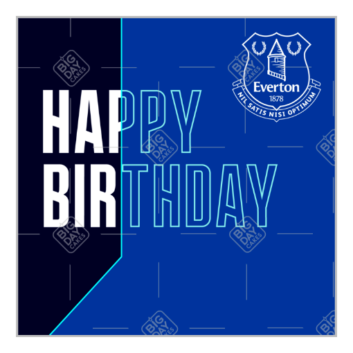 Everton Happy Birthday cake topper - square