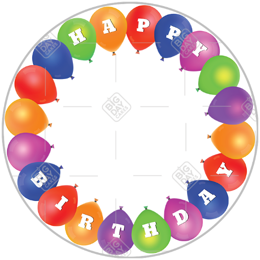 Happy Birthday balloons frame - round