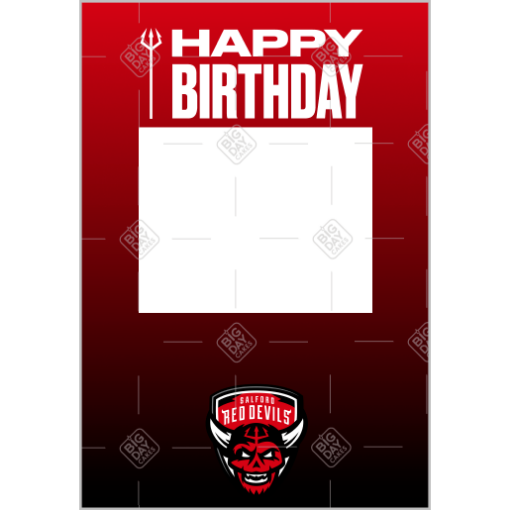 Salford Red Devils fade Happy Birthday frame - portrait