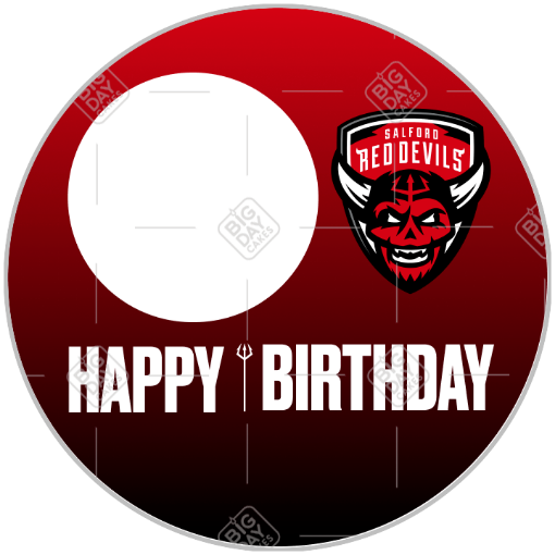 Salford Red Devils fade Happy Birthday frame - round