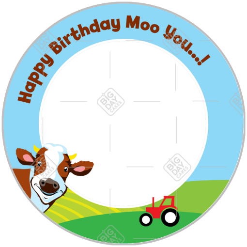 Moo-Birthday frame - round