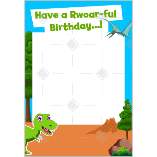 Dinosaur-Birthday frame - portrait