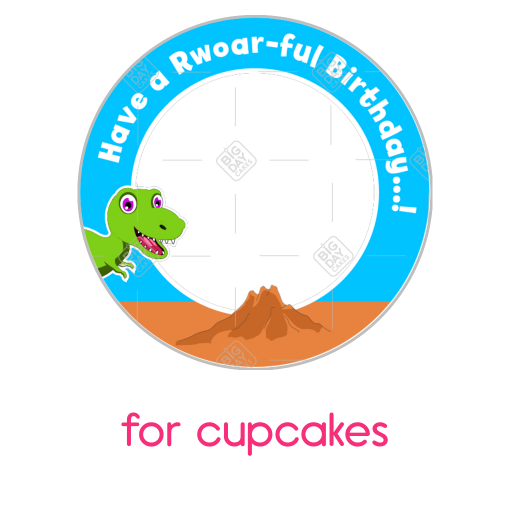 Dinosaur-Birthday frame - cupcakes