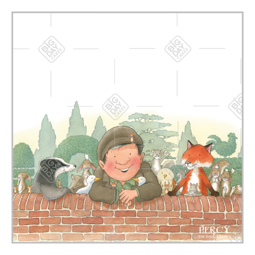 Percy and animals on the wall topper - square
