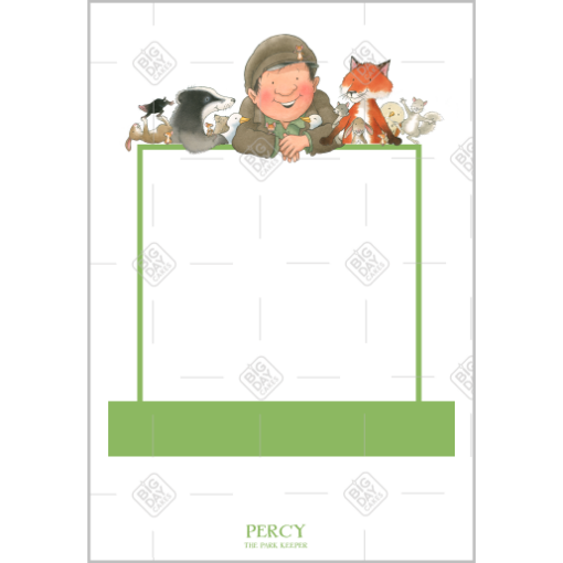 Percy and Animals on wall frame - portrait