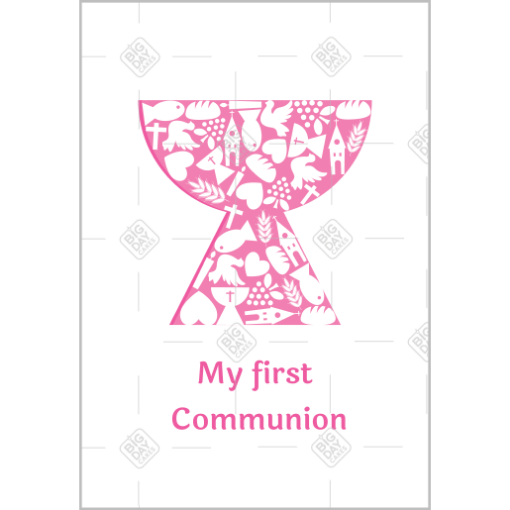 First Communion Chalice pink topper - portrait