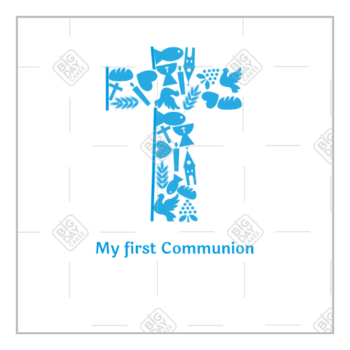 First communion - blue cross blue topper - square