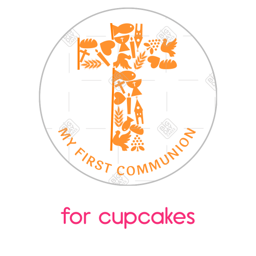 First communion orange cross topper - cupcakes