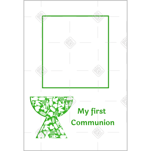 First communion - green frame with chalice frame - portrait