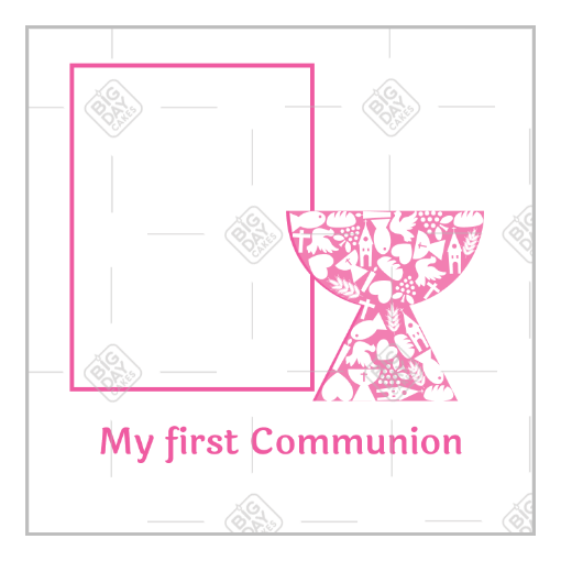 First communion - pink frame with chalice frame - square